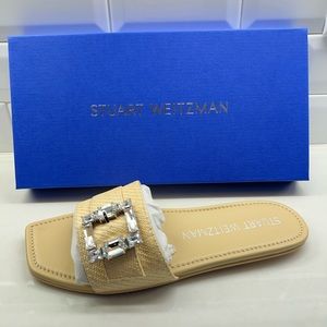 Stuart Weitzman SAINT TROPEZ FLAT SLIDE in Wheat, Size 9, NWT